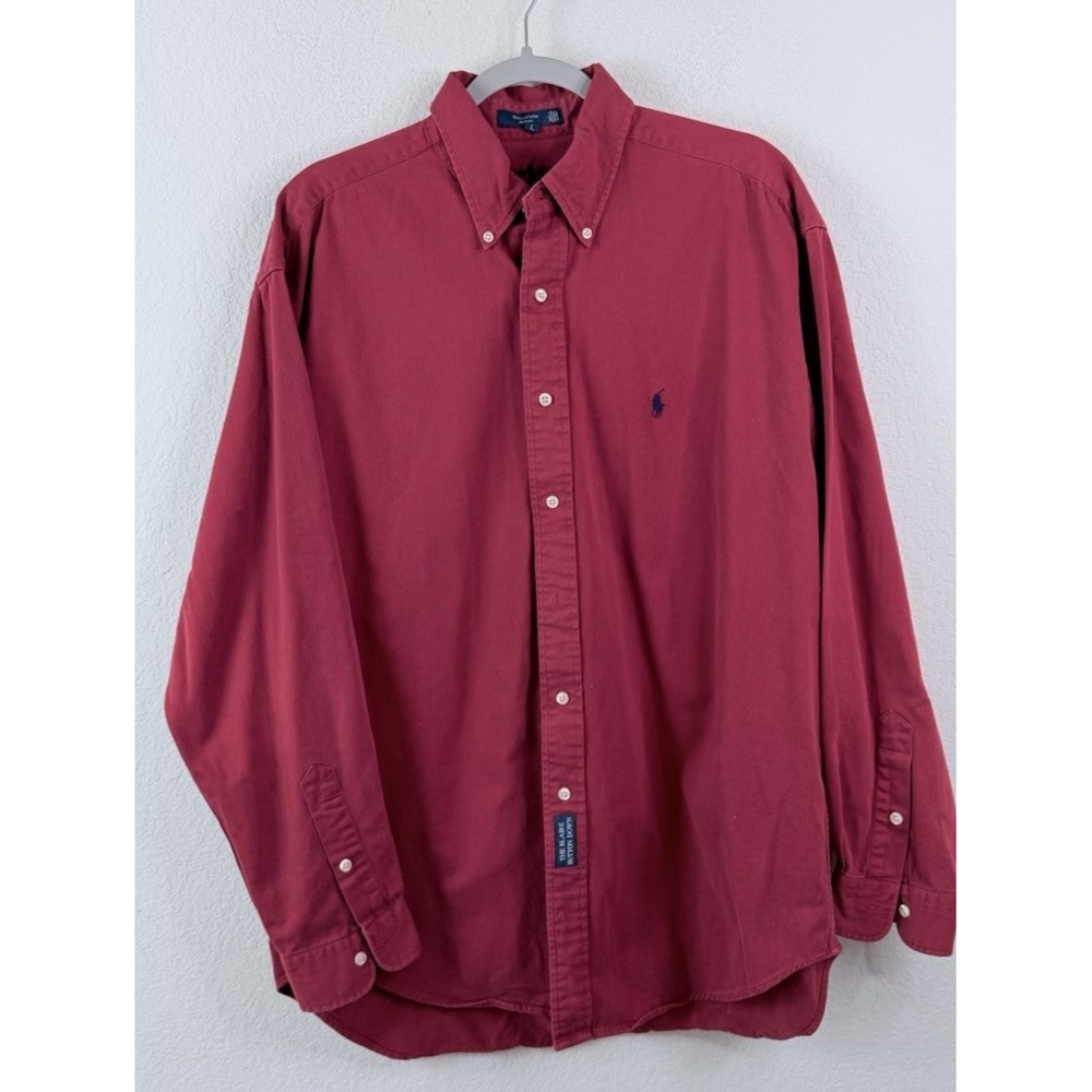Vintage Polo Ralph Lauren Blaire Shirt Mens L Red Button Down Cotton Pony